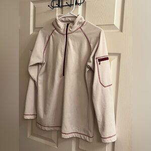 CABELA’S~WHITE~QUARTER ZIP PULLOVER WITH RED ACCENTS~S